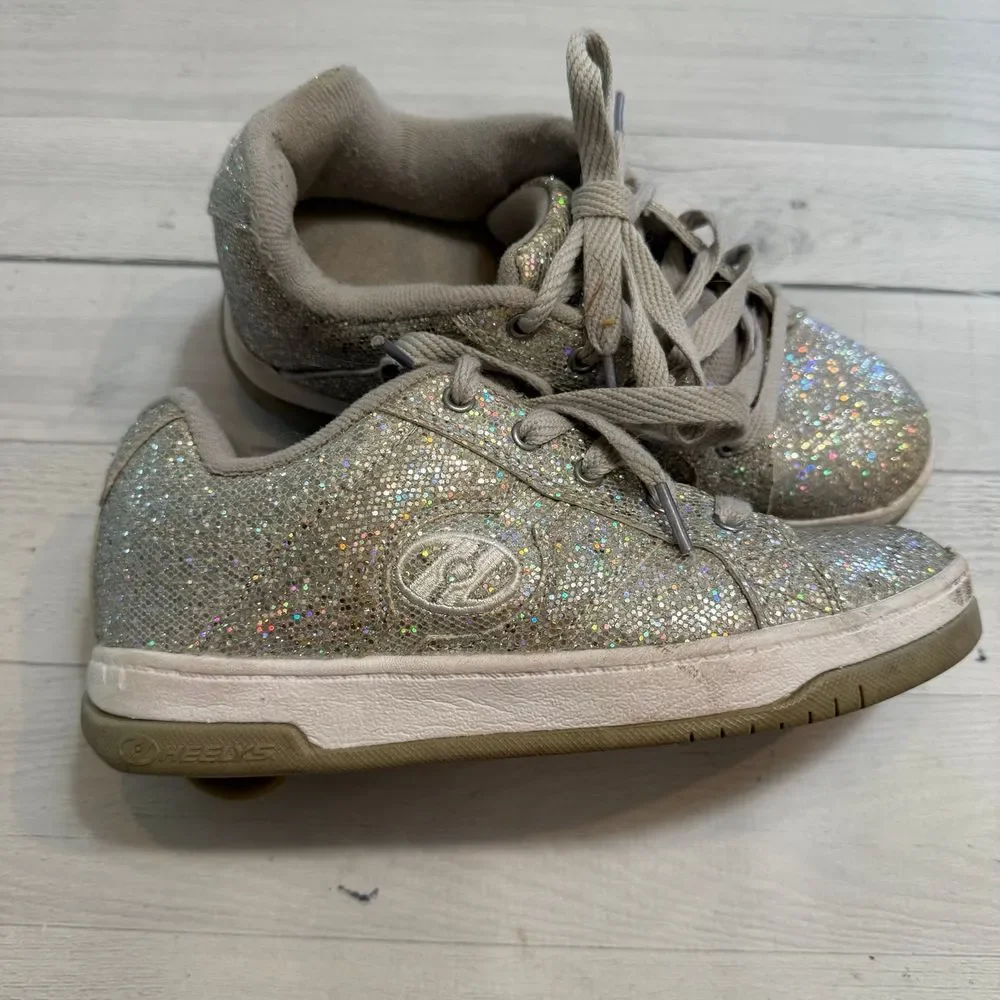 Heelys girls silver glitter shoes‎ youth 4 womens 5
